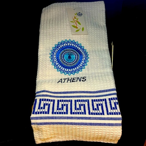 EVIL EYE dish towel from Athens, Greece🧿🤍💙 - Picture 2 of 3